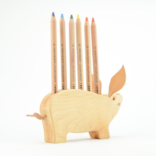 74001612 Drei Blatter Wooden Pencil Holder - Pig
