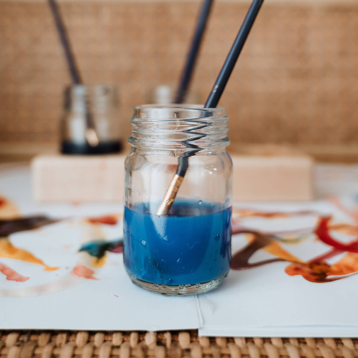 Glass Jars with Wooden Paint Holder