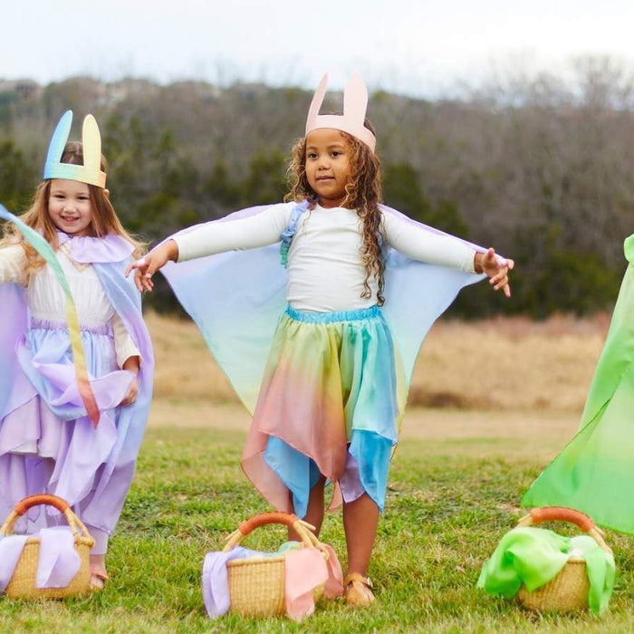 Children playing outdoors with Easter-themed activities.