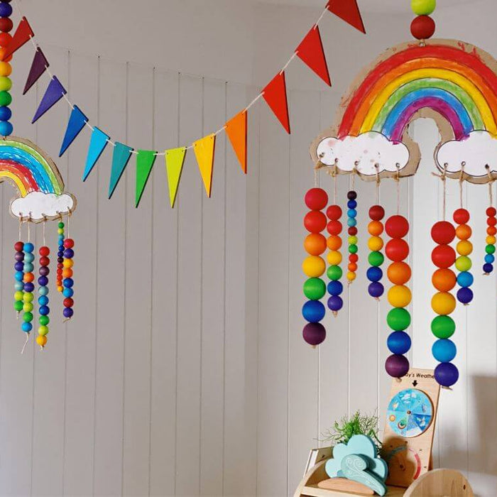 Grimm's Rainbow Beaded Cloud Mobile Craft at Oskar's Wooden Ark in Australia