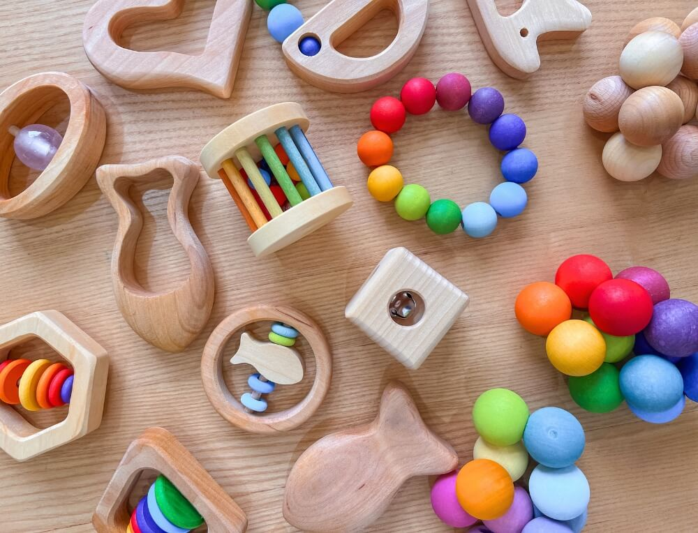 Wooden baby toys, rattles, graspers, and teethers from Australia