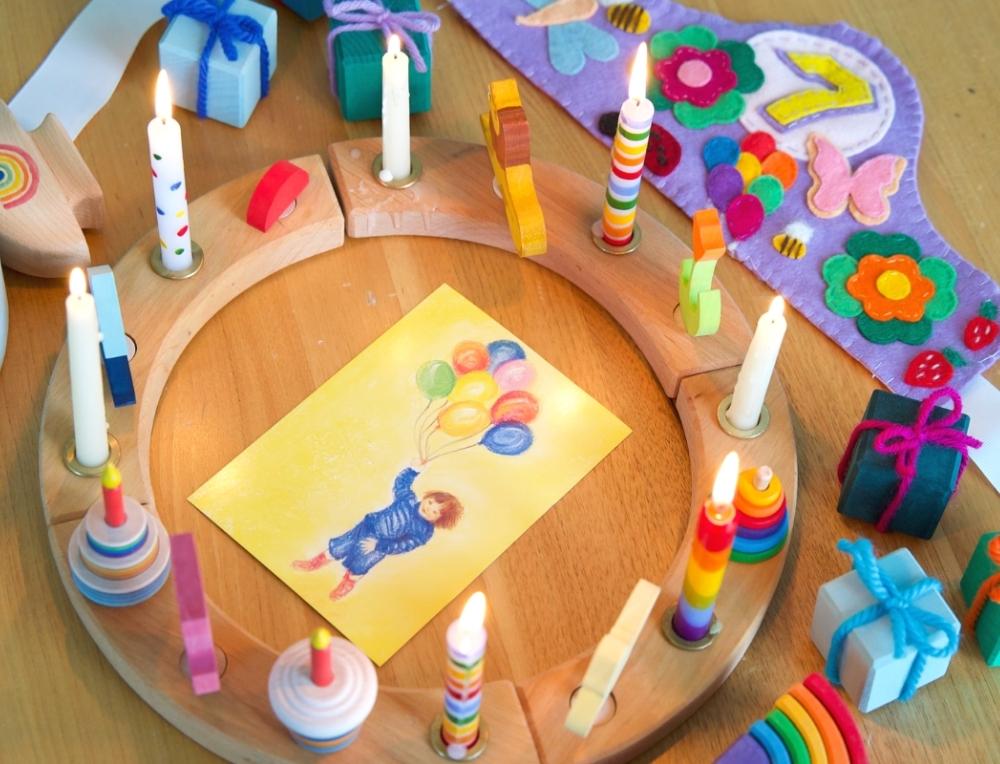 Grimm's Celebration Ring with Birthday Celebration Figures and Ahrens Candles 