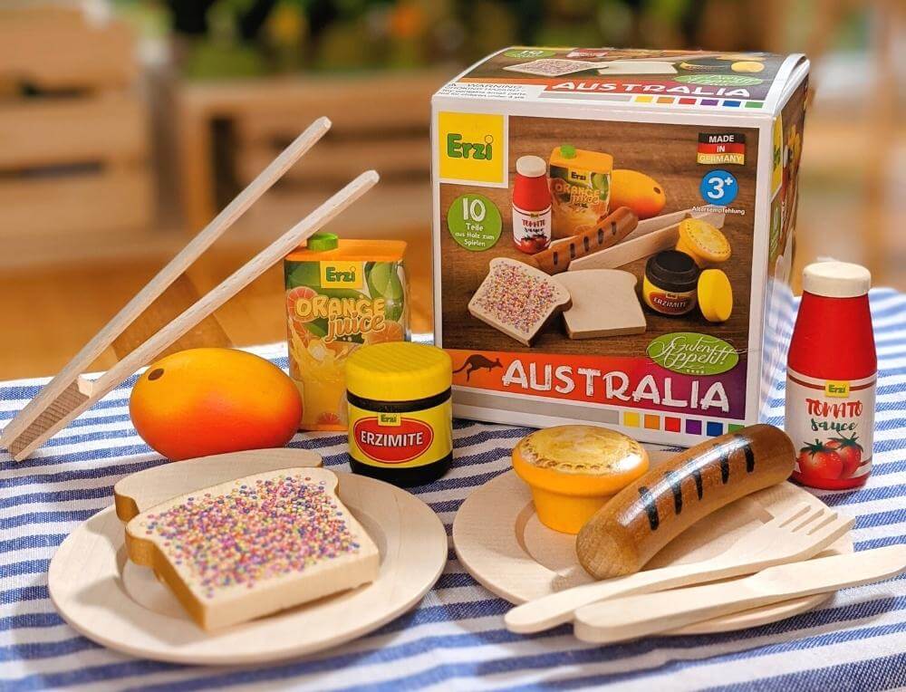 Wooden pretend role play food Erzi kitchen shop: Zott Monte yogurt pot -  Toy!