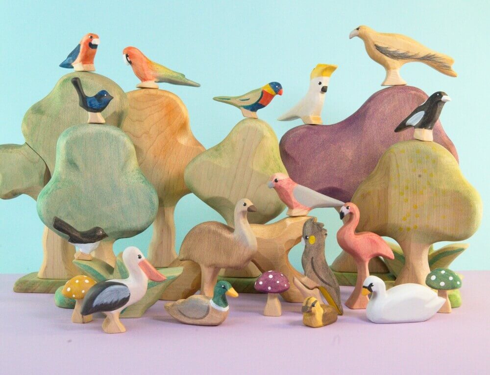 NOM Handcrafted Birds from Oskar's Wooden Ark in Australia