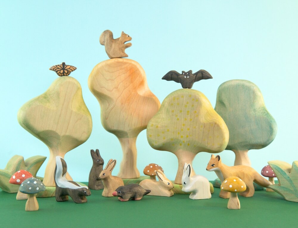 NOM Handcrafted Woodland and Meadow Animals from Oskar's Wooden Ark in Australia