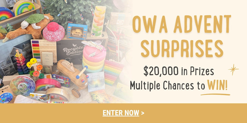 Promotional banner for OWA Advent Surprises with prizes and entry details.