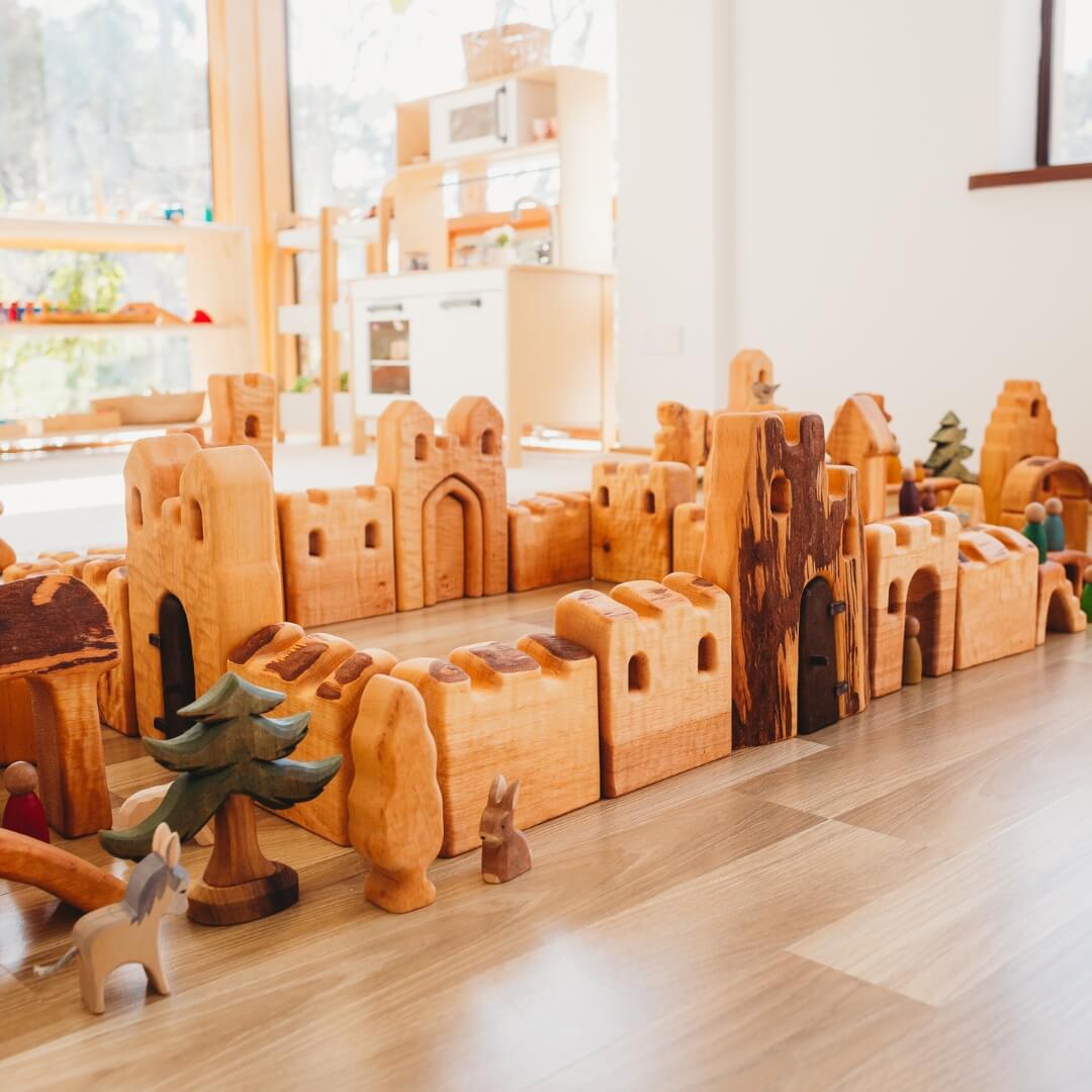 Bikeho Wooden Toys Castle and City Pieces - Oskar's Wooden Ark, Australia
