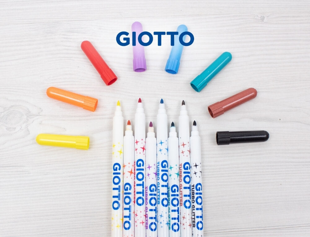 GIOTTO coloured marker pens lifestyle image with logo – Oskar's Wooden Ark