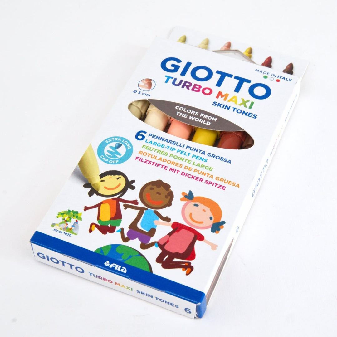 GIOTTO Turbo Maxi Felt Tip Pens Hangable Cardboard Box Skin Tones 6 Colours from Australia