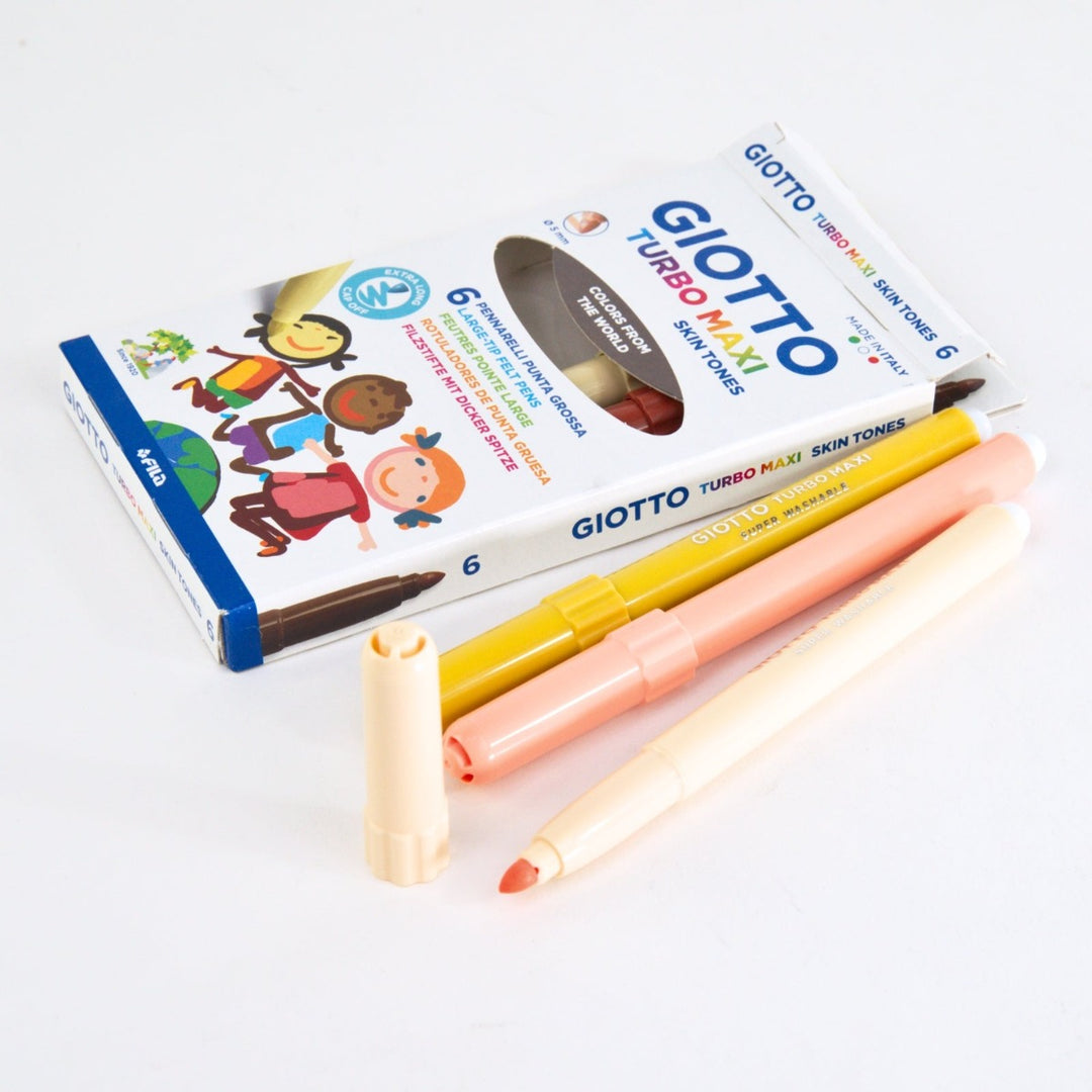 GIOTTO Turbo Maxi Felt Tip Pens Hangable Cardboard Box Skin Tones 6 Colours from Australia