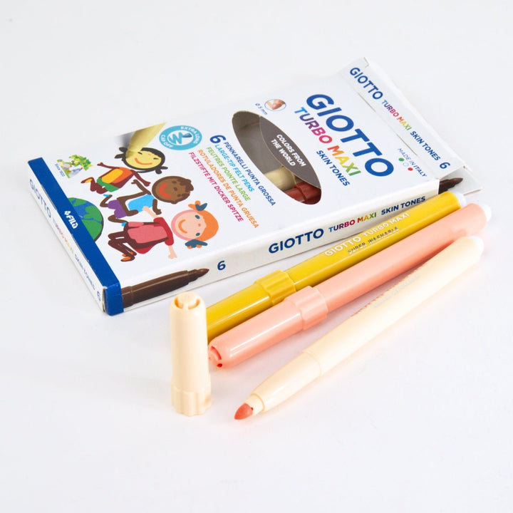 GIOTTO Turbo Maxi Felt Tip Pens Hangable Cardboard Box Skin Tones 6 Colours from Australia