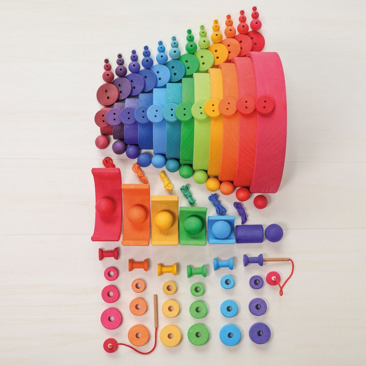GR-10220 Grimm's Wooden Beads Rainbow - 60 Pieces, 20mm