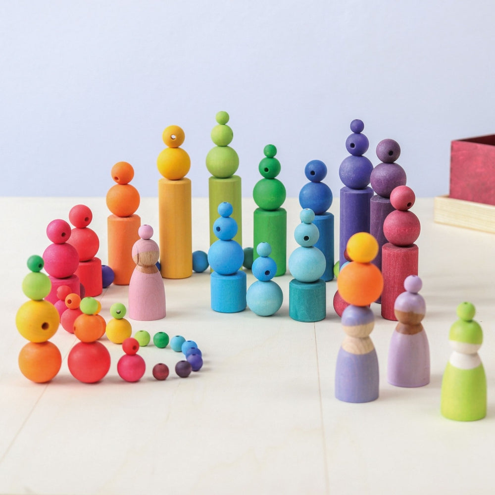 GR-10220 Grimm's Wooden Beads Rainbow - 60 Pieces, 20mm