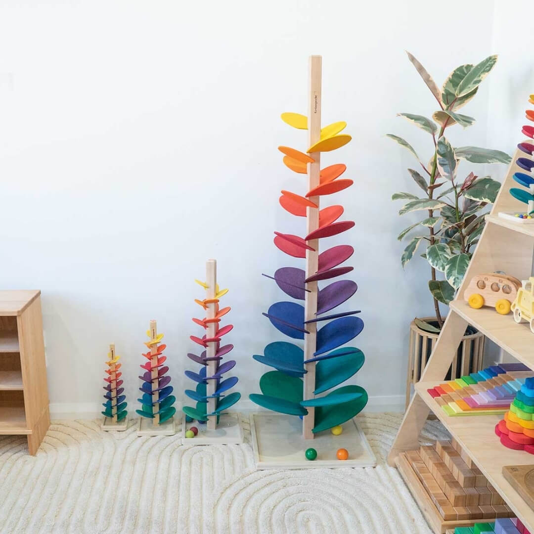 What sizes are available in the Grunspecht Musical Marble Tree range? 