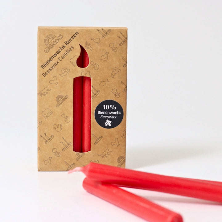 Grimm's 10% Beeswax Red Candles in Pack of 12 from Australia