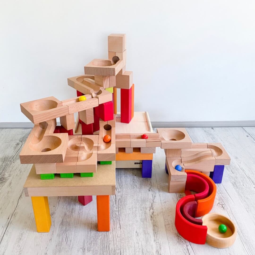 KADEN Marble Run sets used together with Grimm's Wooden Toys - Oskar's Wooden Ark, Australia