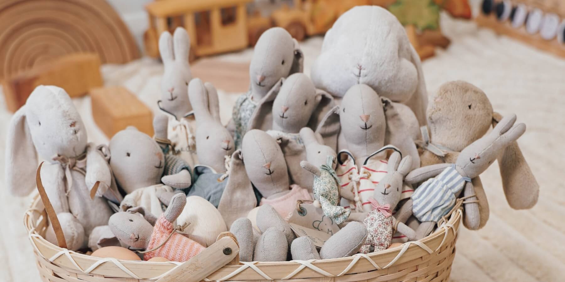 Maileg Rabbits and Bunnies. Nostalgic, natural soft toys and small world play figures for children.