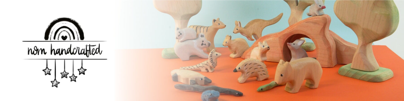 NOM Handcrafted Wooden Animal Figures from Oskar's Wooden Ark in Australia
