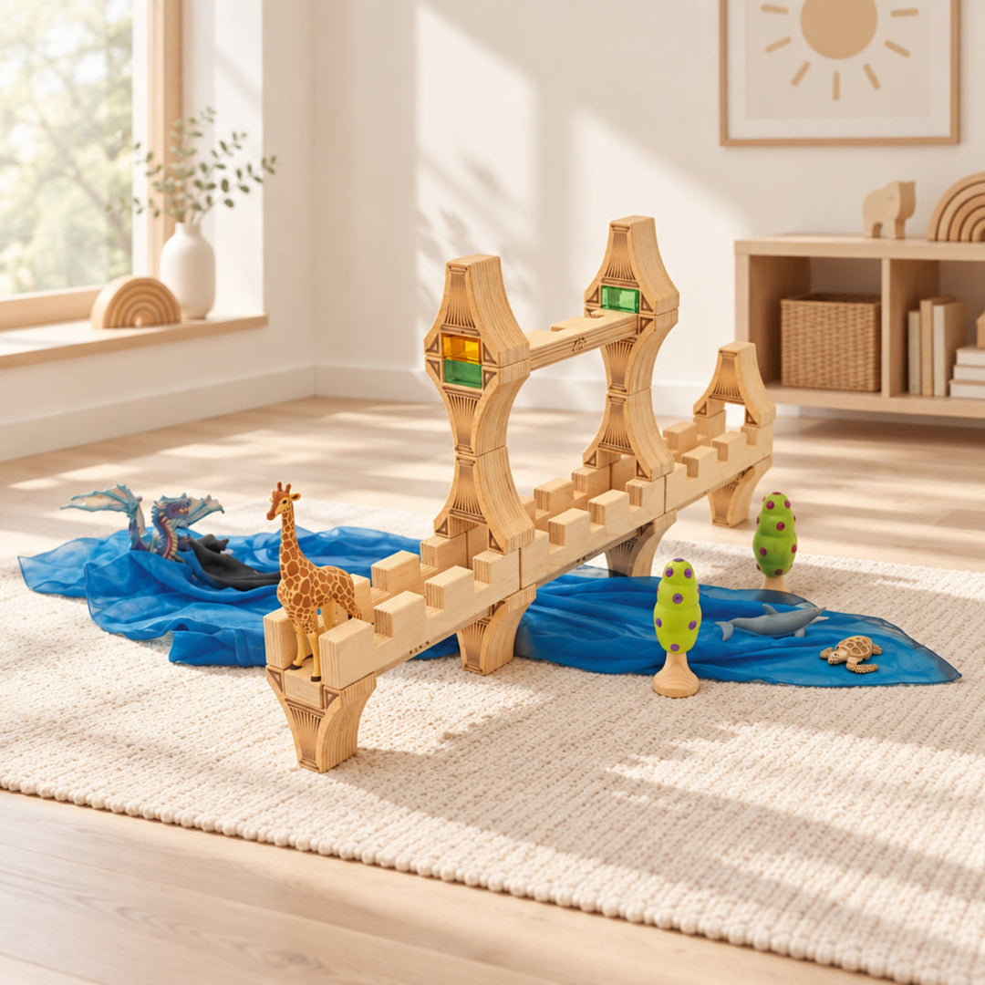 Regenbogenland Viaduct - Premium Interlocking Wooden Construction Set - Australia