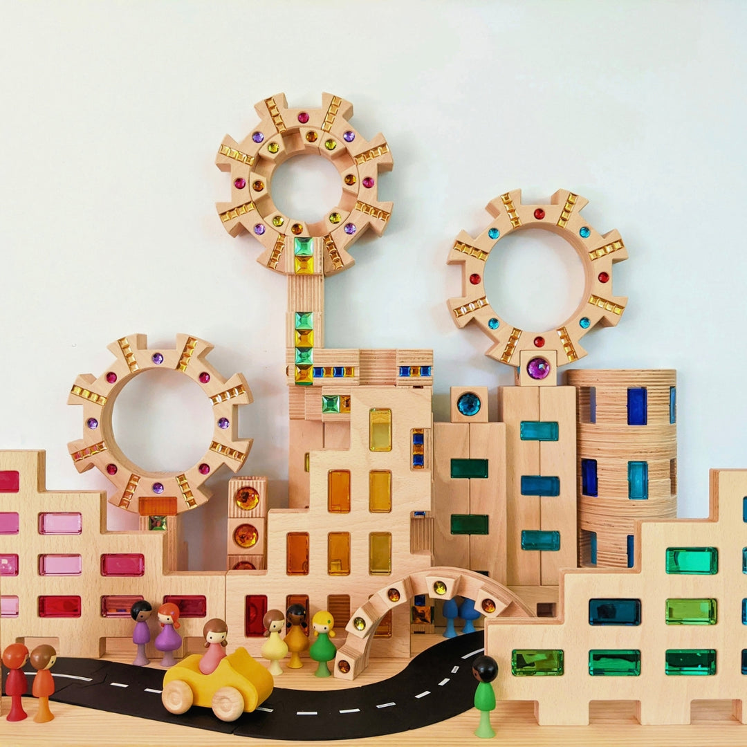 Regenbogenland Premium Interlocking Wooden Construction Sets - Australia