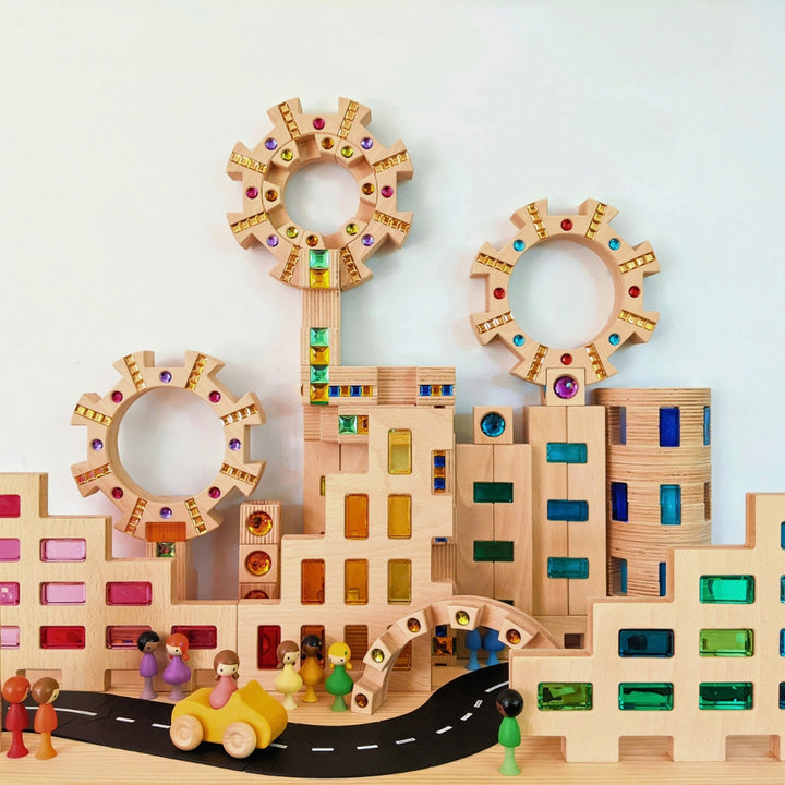 Regenbogenland Premium Interlocking Wooden Construction Sets - Australia
