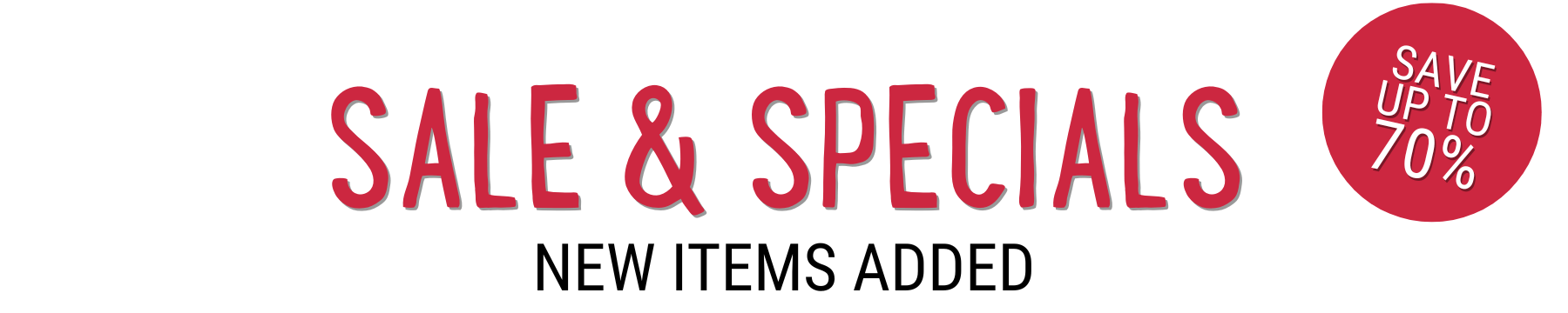 Oskar's Wooden Ark Sale and specials banner with red text and a circular badge on a white background