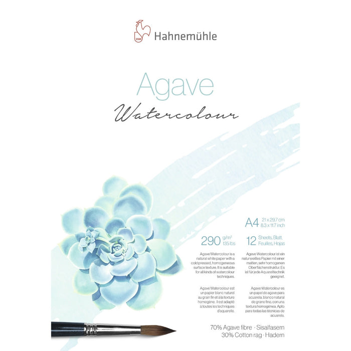 Hanneman Agave Watercolour Paper Pad 290gsm - 12 sheets - A4 or 24x32cm