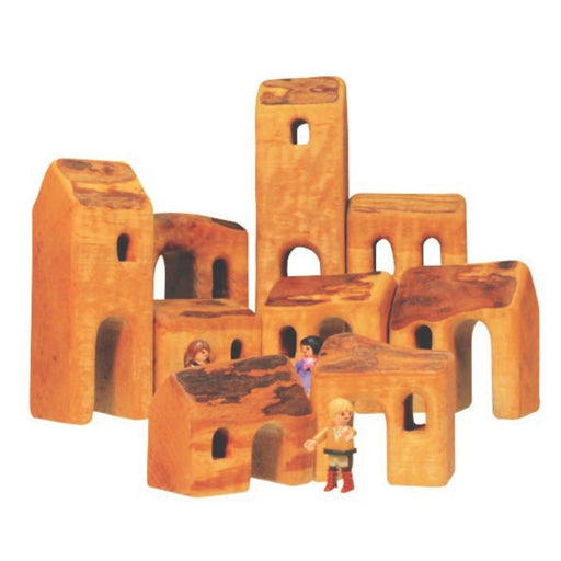 Bikeho Small Settlement with Church 9 Pieces Wooden Toys - Australia, Online