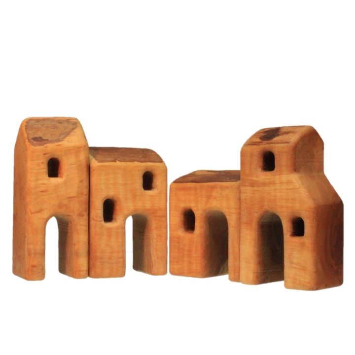 Bikeho Small Village Houses 4 Pieces Wooden Toys - Australia, Online