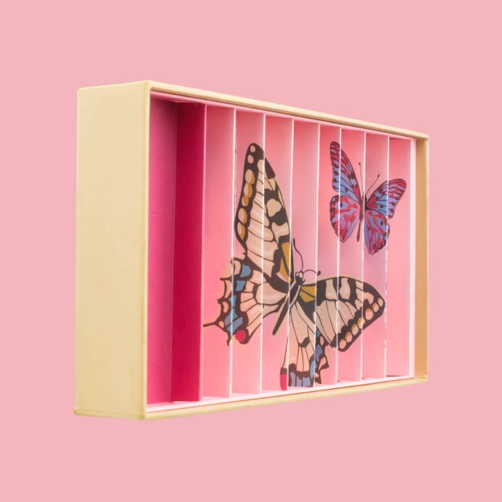 BM-BOX-29 Billes & Co Marble Treasure Box - Anamorphic Butterfly, Large