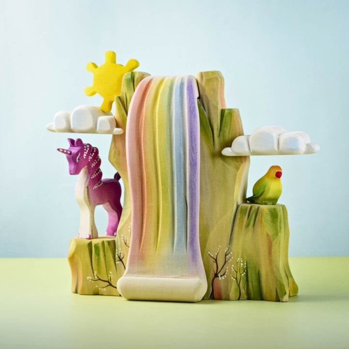 Bumbu Toys Handcrafted Wooden Rainbow Cliff for Small World Play from Australia