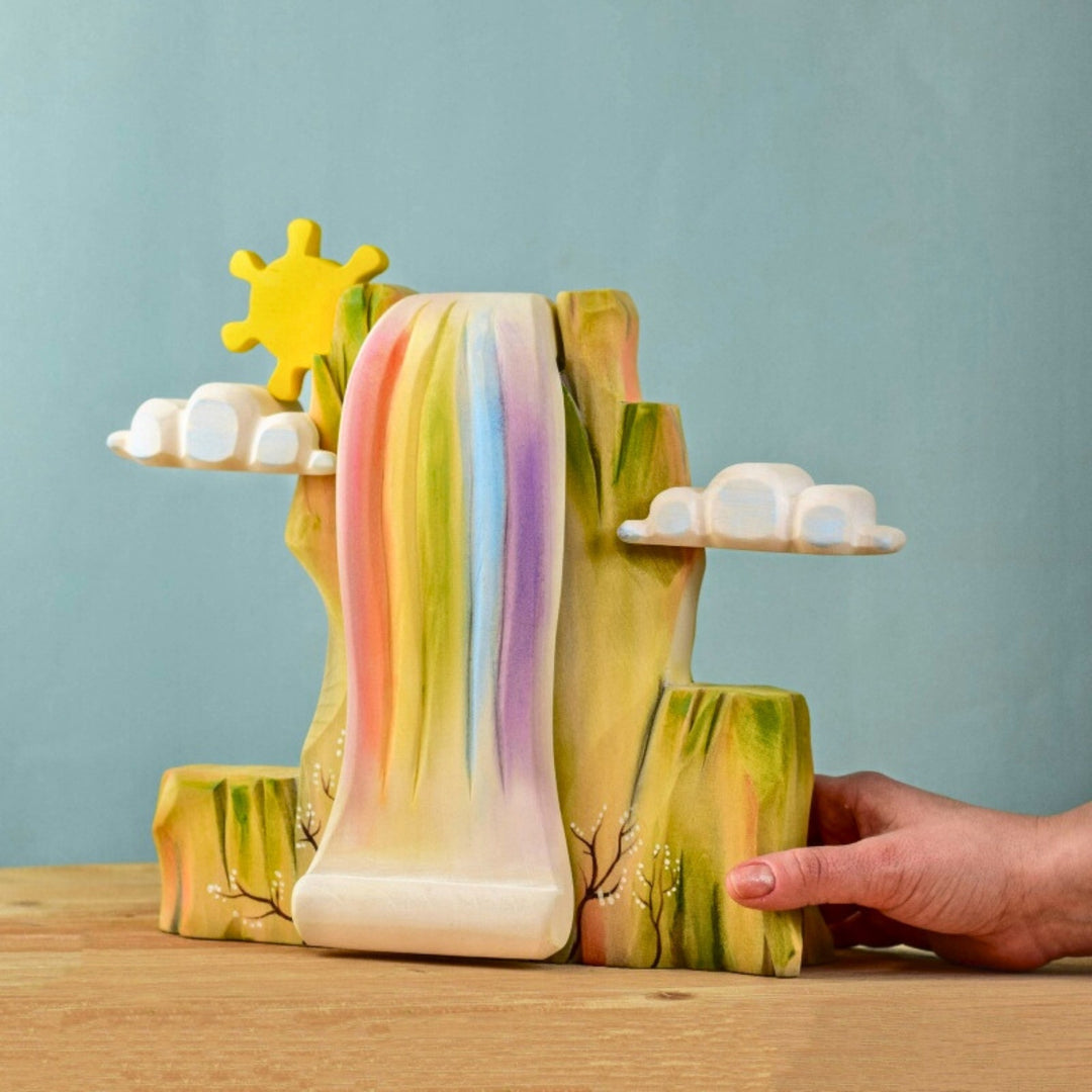 Bumbu Toys Handcrafted Wooden Rainbow Cliff for Small World Play from Australia