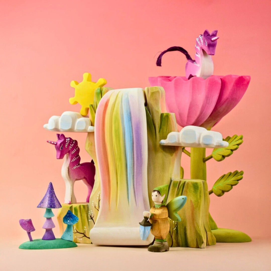 Bumbu Toys Handcrafted Wooden Rainbow Cliff for Small World Play from Australia