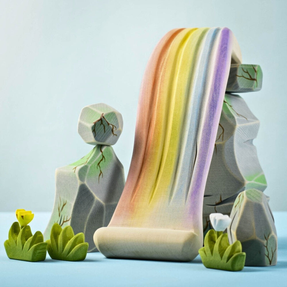 Bumbu Toys Handcrafted Wooden Rainbow Waterfall for Small World Play from Australia