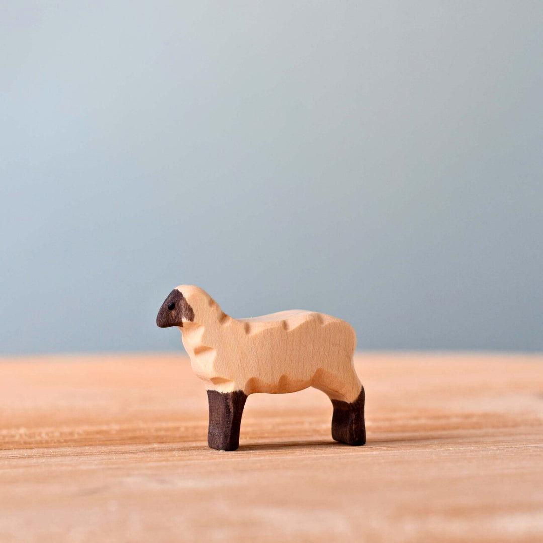 BumbuToys Handcrafted Waterscape Wooden Figures Sheep & Lamb by the River Set of 5 from Australia 