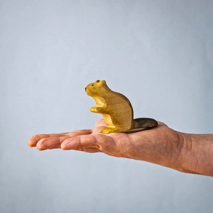 BumbuToys Wooden Animal Beaver Sitting for Small World Play from Australia