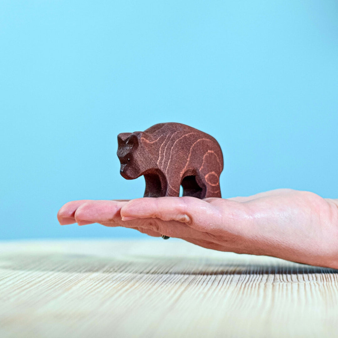 BumbuToys Handcrafted Wooden Animal Brown Bear Cub from Australia