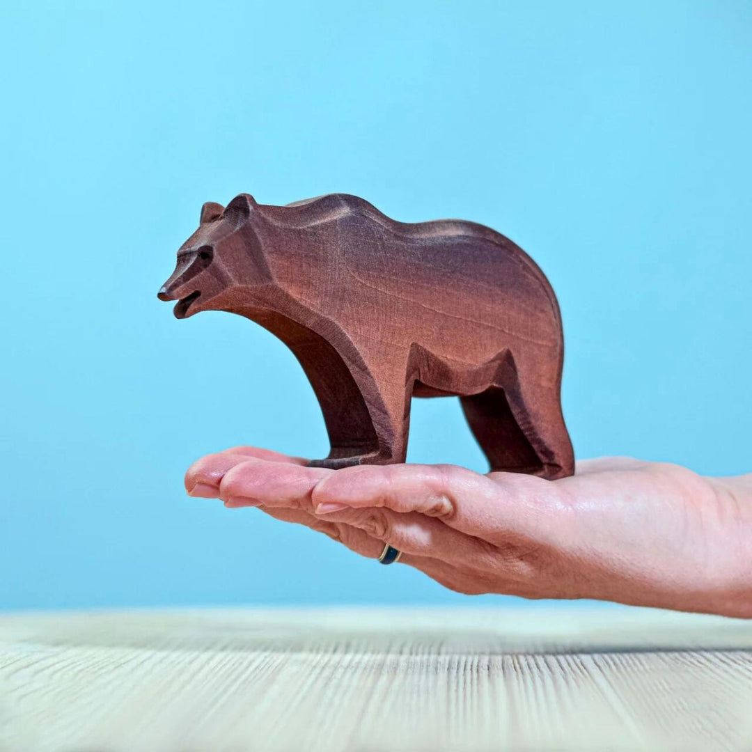 BumbuToys Handcrafted Wooden Animal Brown Bear from Australia