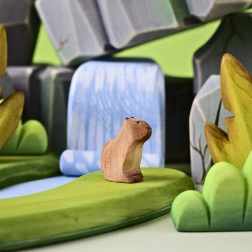 BumbuToys Wooden Animal - Capybara Baby - Sitting for Small World Play from Australia