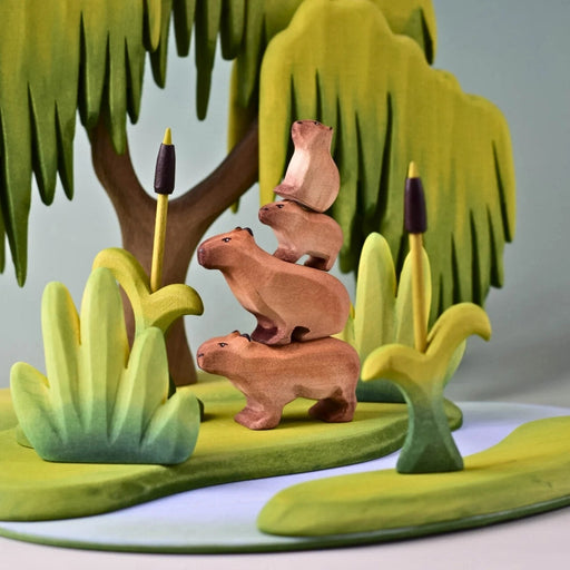 BumbuToys Wooden Animal - Capybara Baby - Sitting for Small World Play from Australia