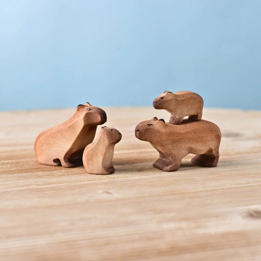 BumbuToys Wooden Animal - Capybara Family - Set of 4 for Small World Play from Australia