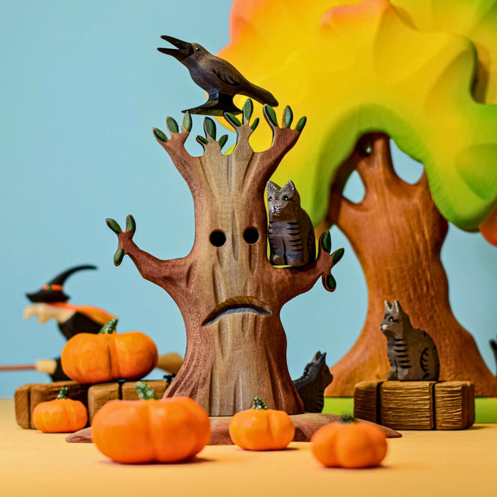BumbuToys Handcrafted Wooden Cat from Australia in a small-world play setting