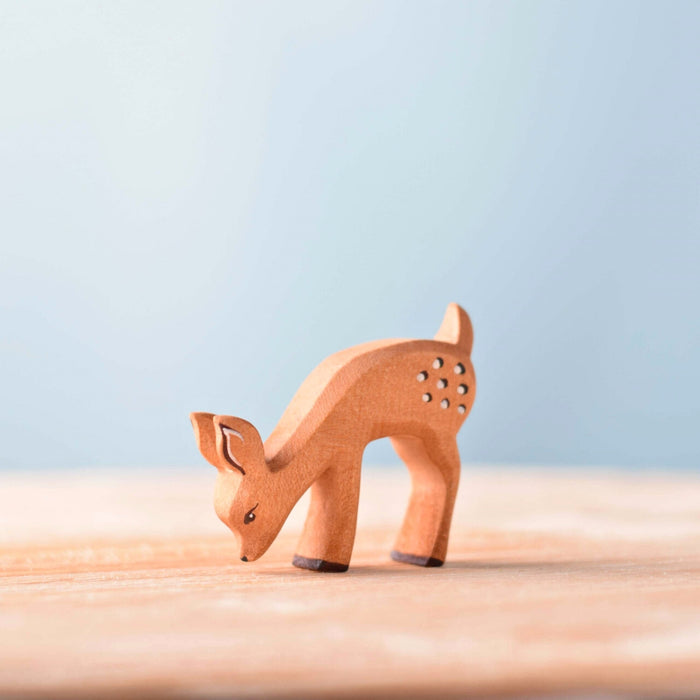 BumbuToys Handcrafted Wooden Animal Grazing Deer Fawn from Australia