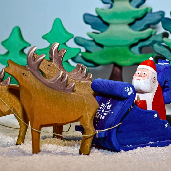 BumbuToys Handcrafted Wooden Animal Deer Stag from Australia in a small-world play setting