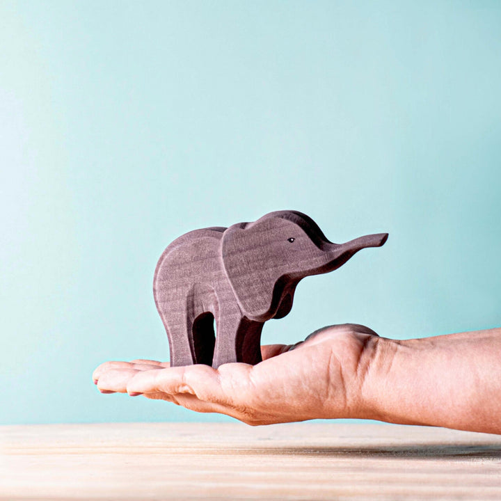 BumbuToys Handcrafted Wooden Animal African Baby Elephant from Australia