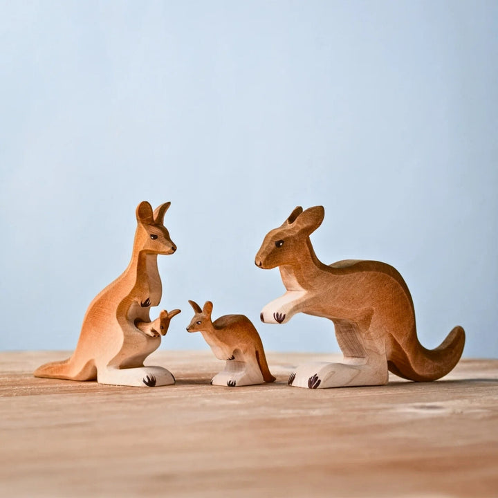 BumbuToys Wooden Animal - Kangaroo Family - Set of 4 for Small World Play from Australia