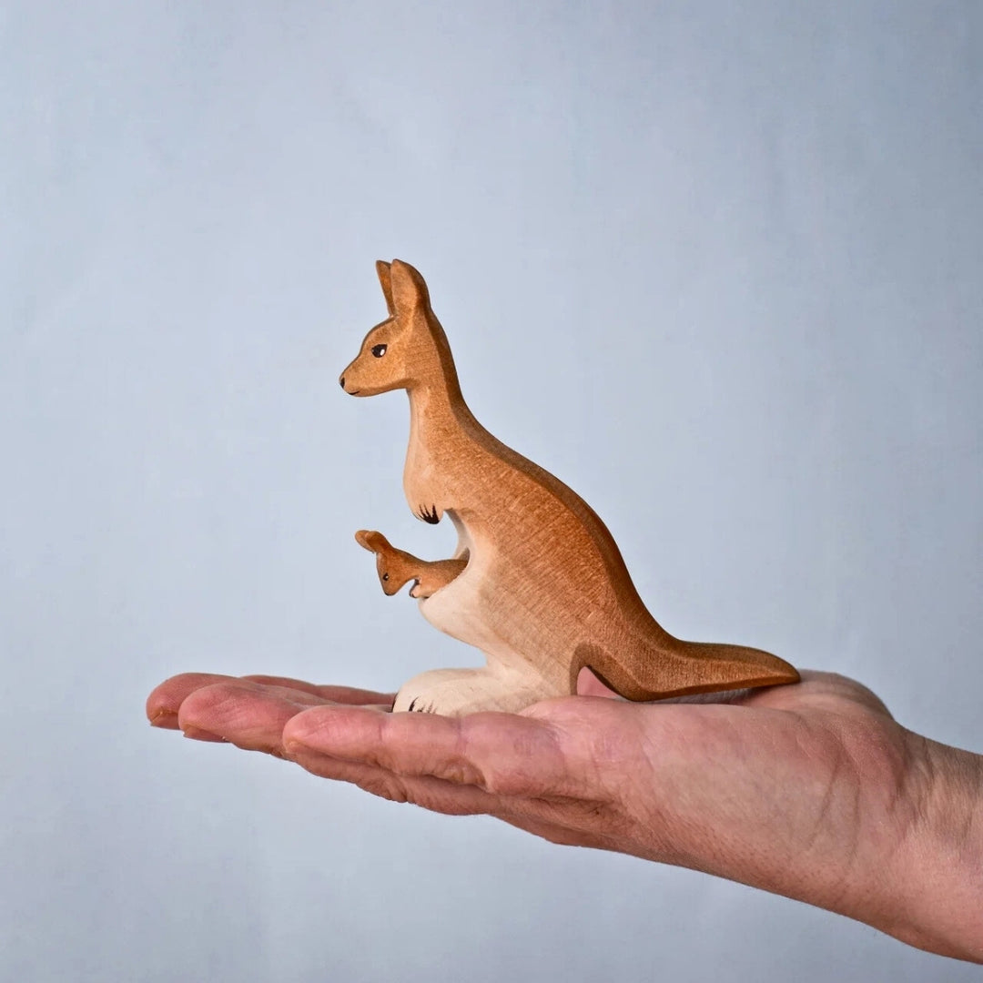 BumbuToys Wooden Animal - Kangaroos - Set of 2 for Small World Play from Australia