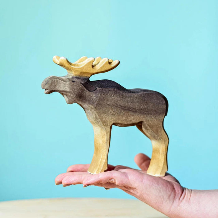 BumbuToys Handcrafted Wooden Animal Male Moose from Australia