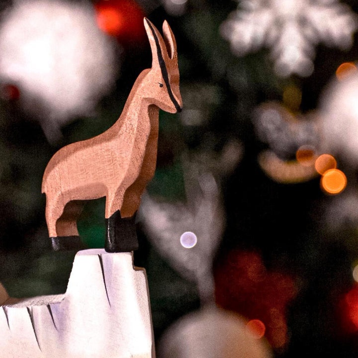 BumbuToys Handcrafted Wooden Animal Mountain Goat from Australia