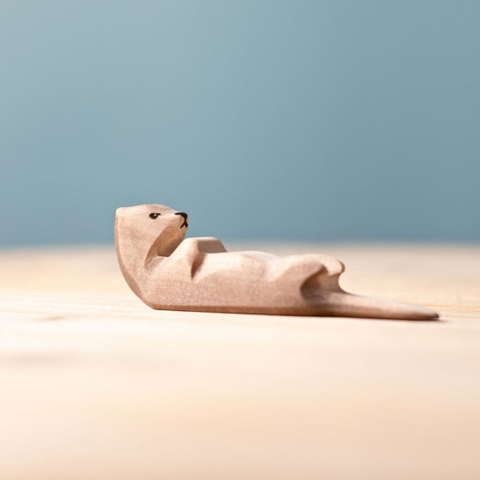 BumbuToys Handcrafted Wooden Animal Sleeping Otter from Australia